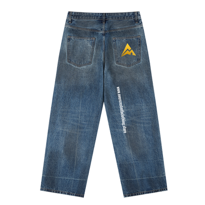 Vintage Wash Baggy Denim Jeans